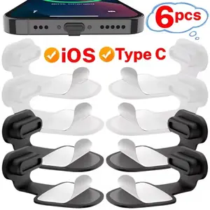 2-6PCS USB C Anti Loss Dust Plugs Type C Charging Port Cover for iPhone & Android Soft Reusable Silicone Protection