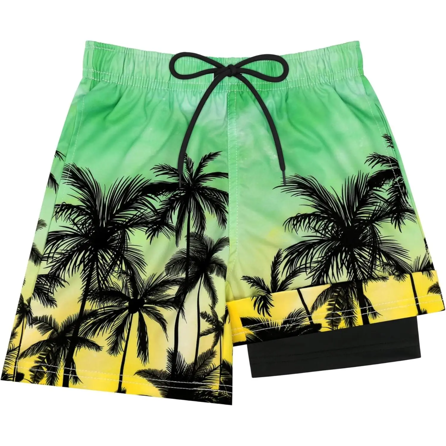 American Flag Boys Swim Trunks with Compression Liner Kids Swimsuits Boys Bathing Suit Kids Board Shorts Teen Boy Quick Dry Shorts