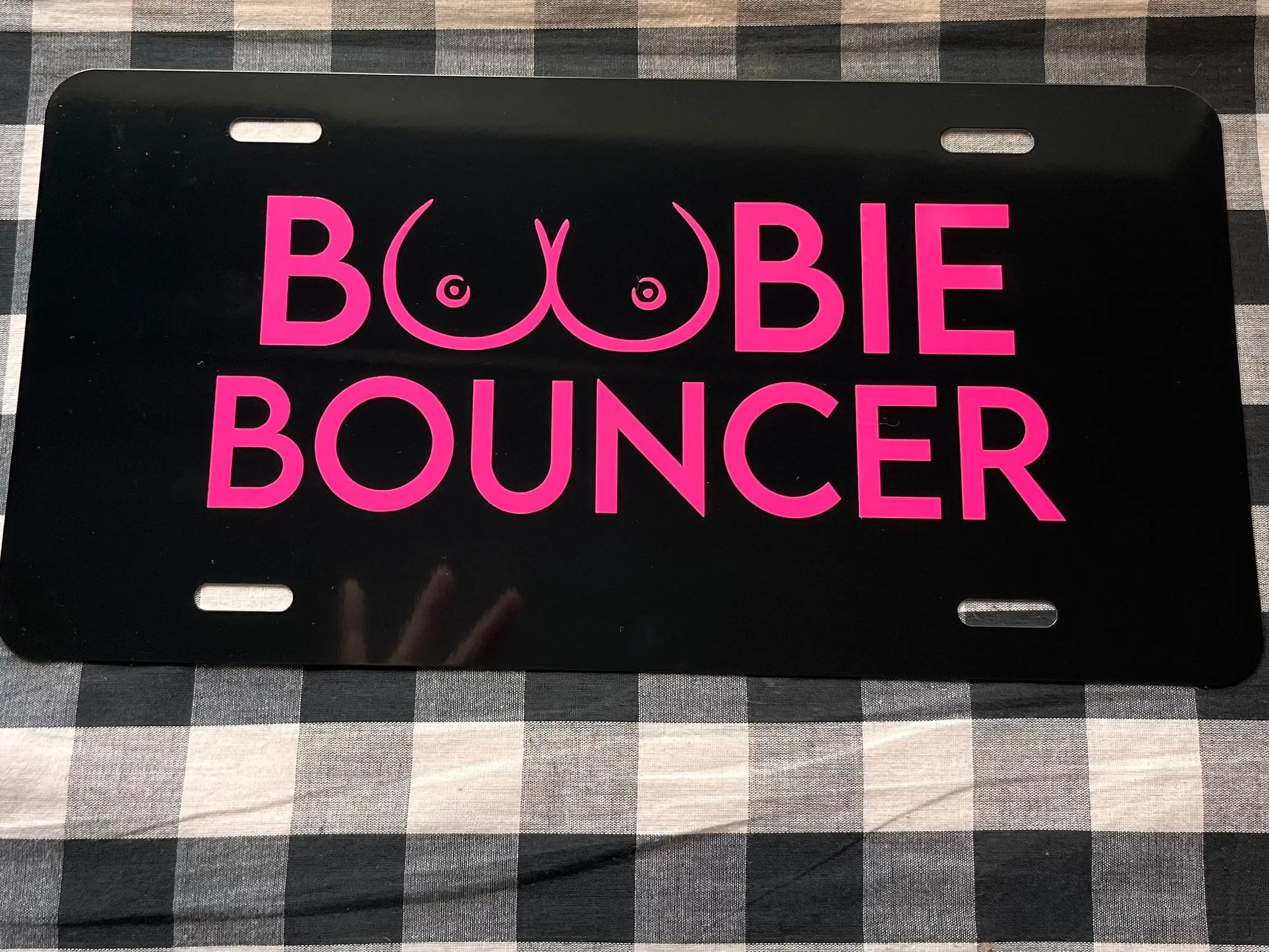 Boobie Bouncer Funny Front License Plate, Funny Novelty Car License Plate, Sarcastic Auto Decor, Humorous Vehicle Plate for Car Truck SUV, Gag Gift for Friends