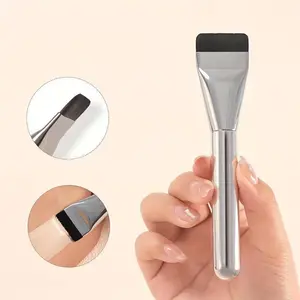 Single Silvery Foundation Brush 1pc Aluminum Tube Makeup Brush Foundation Makeup Tool Flat Head Foundation Brush Foundation Liquid Brush