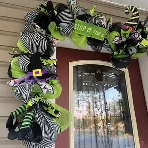 Pre lit Halloween garland, witch garland for Halloween Colorful Decoration