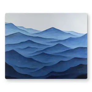 212 MAIN Aluminium Metal Print Artwork, 16x20 in Lightweight Dark Calm Ocean Waves Design, Light Blue Artistic Bedroom Wall Decor for Home Use