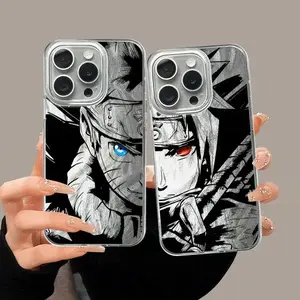 Anime Narutos Cool Phone Case for iPhone 16 15 Pro Max 14 13 Pro 11 12 7 8 Plus X XS MAX14 Plus Laser Silver Shell