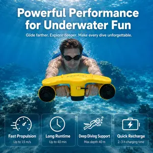 Yellow Dual Motor Underwater Scooter – Fast Charging, Removable Battery, Floats for Beach & Diving Adventures