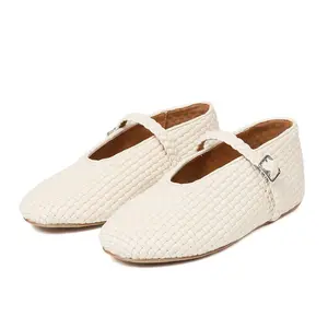 VIMISAOI Ballet Flats for Women Round Toe Mary Jane Flat Ballerina Summer Shoes Buckle Strap Fall Sandals