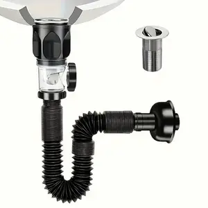 Bathroom Sink Drain Kit with Expandable P-Trap, Durable Stainless Steel and Abs Material, Straight or Side Mount, Home Decor Bathroom Accessories