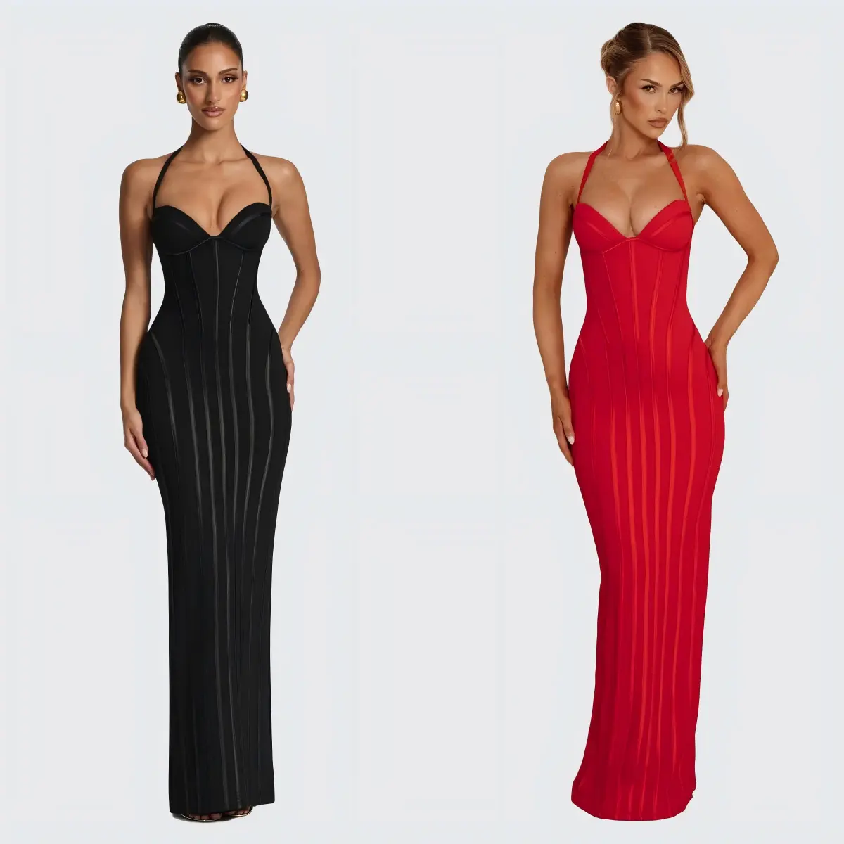 Women's Solid Polyester Fabric Fishtail Corseted Fit Sheath Evening Gown - 1-Piece Formal Dress for Socialites