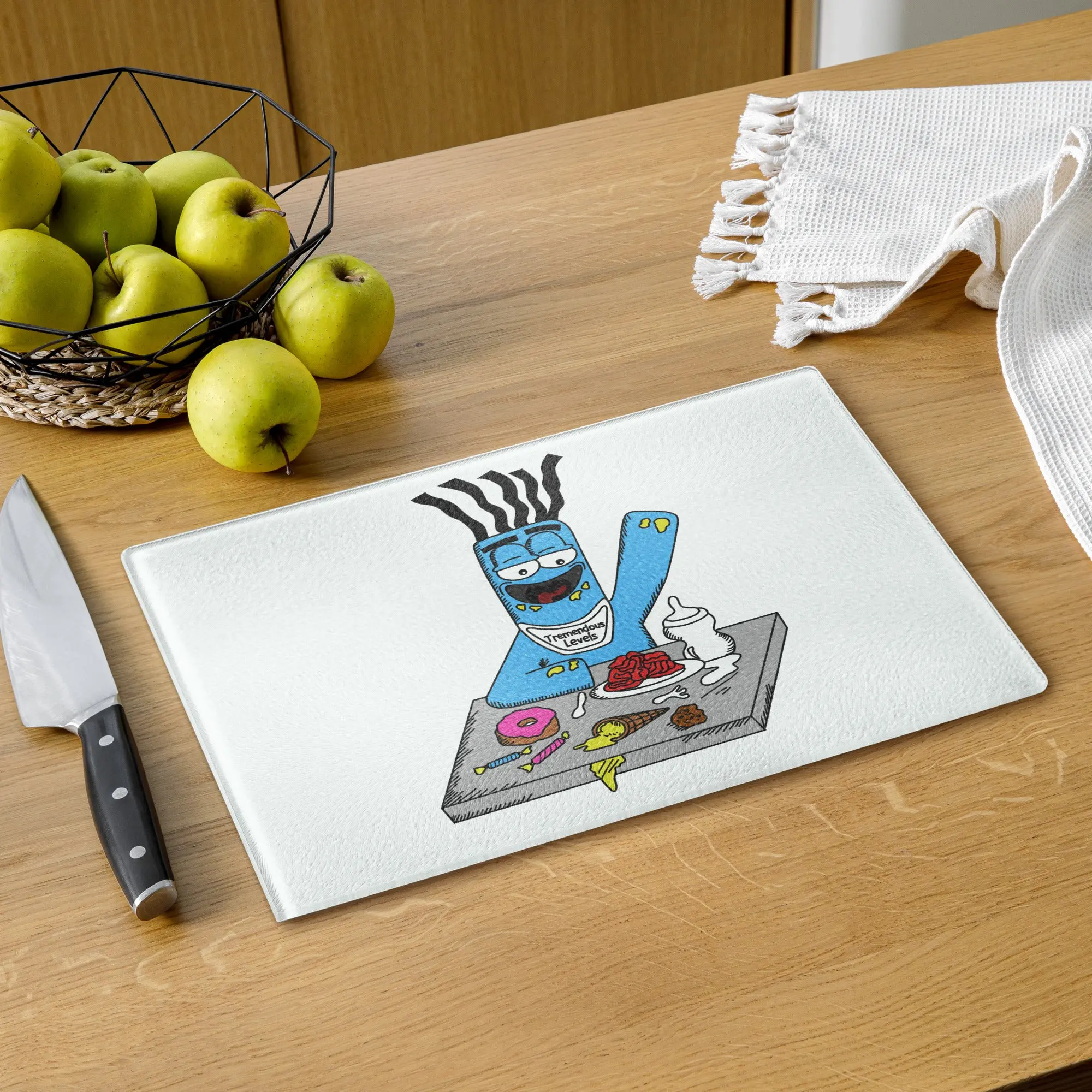 Mr. Tremendous Eat Time Glass cutting board