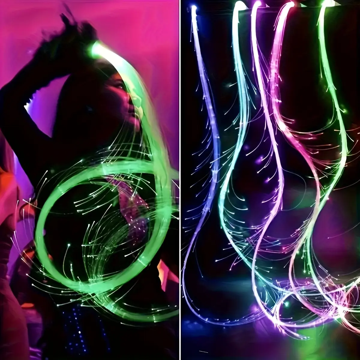 LED 7-color fiber optic whip, approx. 180 cm/70 inches, USB rechargeable optical pixel whip, 3 light effects, for dance, party, gift, prom, carnival, holiday party, EDM party, Halloween decorations with light whip
