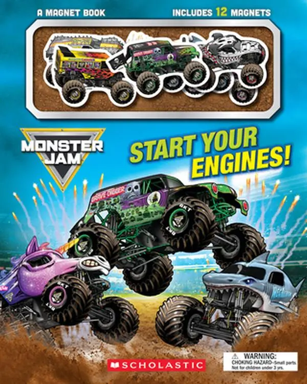 Monster Jam: Start Your Engines! Magnetic Adventure Stunts Trucks Magnet Book - Scholastic, Children's Literature & Art Book