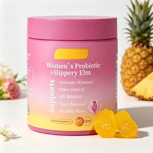 Her Juicy Feminine Balance Gummies 60 Count, Hawaiian Pineapple Edible Women Probiotics Vitamins, Slippery Elm & Prebiotics Supplement for Intimate Moisture, pH Balance & Gut Health