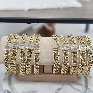 Cuban bracelet 14k gold plated.  9.0mm 8 inch and 10.5mm 8 inch