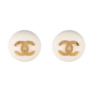 Pre-owned Alloy 25 vintage round double C ear clips