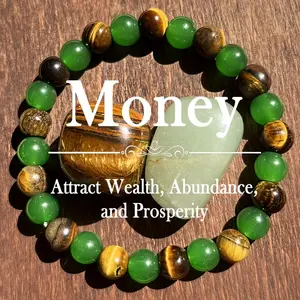 1-Piece Green Jasper and Tiger's Eye Wealth-Attracting Fashionable Bracelet, Natural Healing Blue Friendship Beaded Talisman, Inspirational Holiday Gift for Boys and Girls