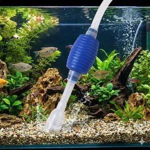 Portable Fish Tank Sand Cleaner Electric Water Pump 2-in-1 Siphon Gravel Vacuum with Adjustable Suction Anti-Clog Design Long Hose Kit for Aquarium Substrate Filter and Waste Cleaning