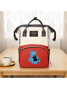 1 piece of Abebe printed mommy backpack, women's backpack, can be carried by hand, Oxford cloth, softshell, large capacity, with side storage pockets, easy to care for and store.