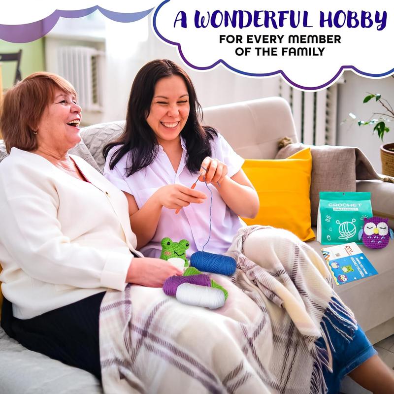 Cute  Amigurumi Crochet Kit for Beginners - Set of 3 Easy-to-Use Knitting Kit for Adults with Soft Yarns, Tools and Instructions | for Creating Handmade Gifts, Nice for   and Fun