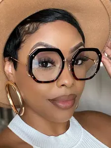 Fashionable Geometric Frame Eyeglasses, Casual Versatile Anti-blue Light Eyeglasses for Women & Men, Fashion Eyeglasses for Work, Daily Clothing Decor, Fashionable Frames Glasses