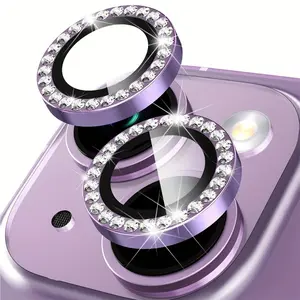 For iPhone 16/15/14/13/12/11 Pro Max Plus Mini Sparkle Like a Diamond: iPhone 14/14 Plus Camera Lens Protector with Artificial Diamonds Bling & Tempered Glass - Perfectly Fit