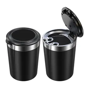 Sleek Car Cigarette Ash Tray - Portable Metal Ash Bucket with Sealing Lid, Universal Fit for Most Automotive Cup Holders, Mess-Free Interior Decor