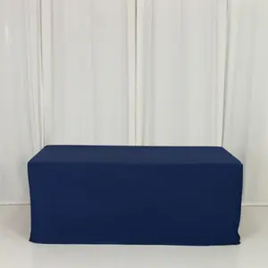 Scuba Rectangular Fitted Tablecloth 6ft Navy Blue – Wrinkle-Free, Stain Resistant
