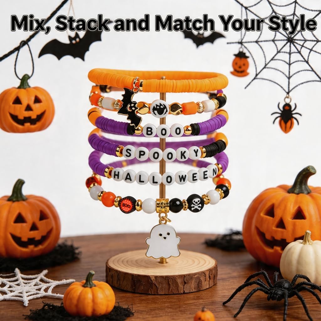 Halloween Party Favors 6 Pack Halloween Bracelets for Kids Halloween Toys and Treats Party Favor Gifts Goodie Bag Fillers Halloween Crafts & Party Supplies for Boys & Girls