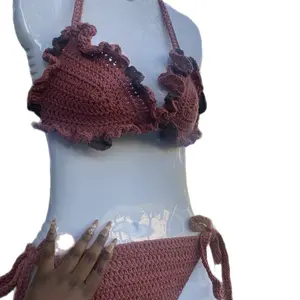Handmade Neapolitan Bikini - Crochet Ruffle Design, Adjustable Straps, Comfortable Fit, Perfect for Beach & Pool
