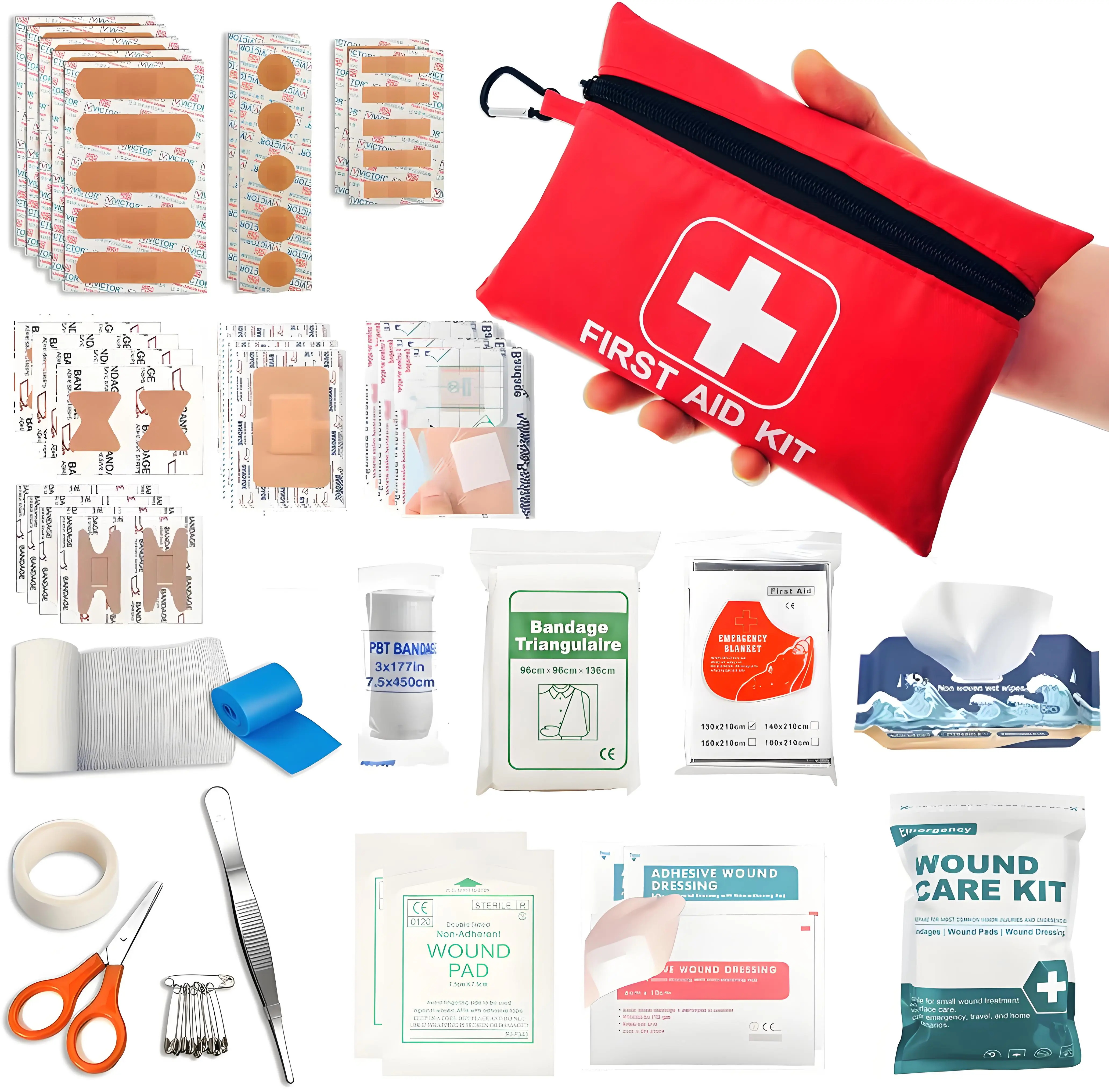 Military Style Trauma First Aid Kit - IFAK Pouch EMT Survival Kit, Emergency Preparedness Hat Accessory for Hiking, Band Aids, Walking, Adhesive Wound Dressing, Outdoor Accessories, Backpacking, Adults, Camping, Daily Wear