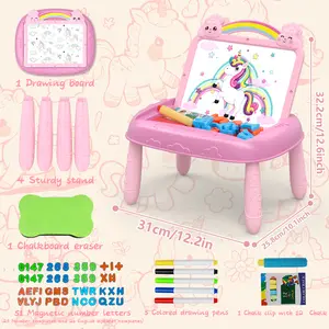 Magic Unicorn Design Drawing Board,Reusable Double-Sided Drawing Board for Kids with Alphabet, Numbers, Chalk, and Watercolor Features , Perfect for Learning and Creative Play ,Suitable for Children Aged 1,2,3 and Up