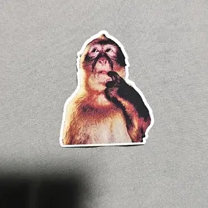 Handmade Curious Monkey Meme Vinyl Decal Stickers (10 Pcs: 5-2-in, 5-1-in) - Self Adhesive Label, Light Tack Glueless Adhesive for DIY Scrapbooking Stamping, Multi-Use Art & DIY Painting Supplies