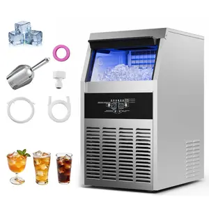 Commercial Ice Maker Machine, 130 Lbs Per Day, 30 Lbs Storage Capacity, Built-In, Freestanding or Under-Counter, Stainless Steel Ice Maker With LED Display, Self-Cleaning Function, Ideal for Home Bars, Restaurants