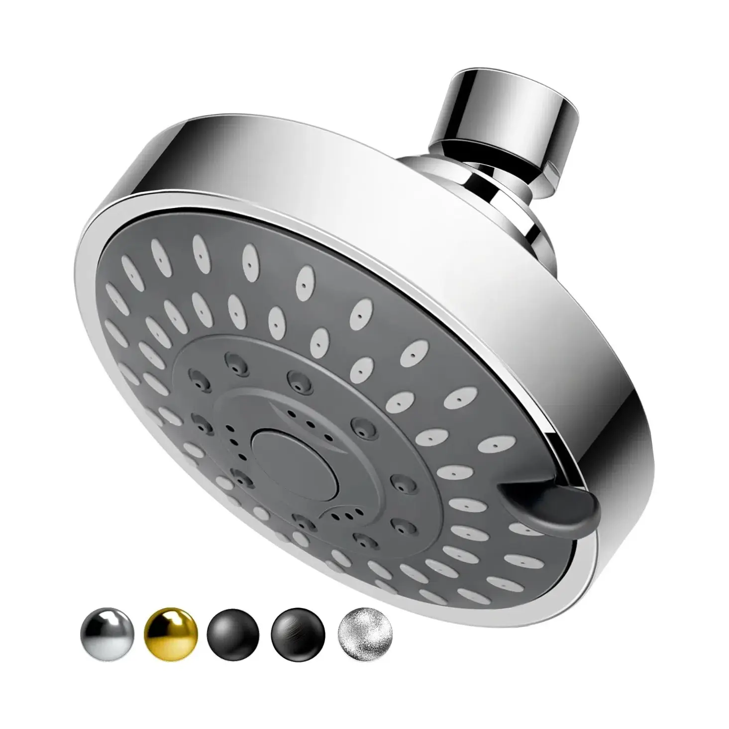 4-in Chrome & Brushed Nickel 5-Mode High-Pressure Fixed Shower Head - Recommended by The Washington Post, NBC News, Today TV Show - High-Flow Bathroom Fixture (4 inch shower heads for home improvement bathroom fixtures)