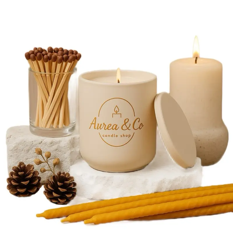 Aurea & Co Orange & Sandalwood Candle from the Candle Shop - Pink Floral Design in Clear Container with Orange Sandalwood Scent 220g Household Candle