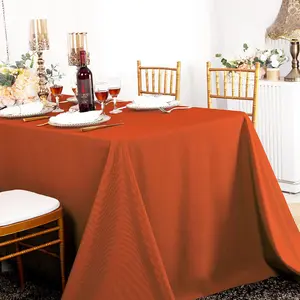 60"x120" Seamless Rectangular Premium Polyester (240 GSM) Tablecloth - Rust/Burnt Orange (1pc)