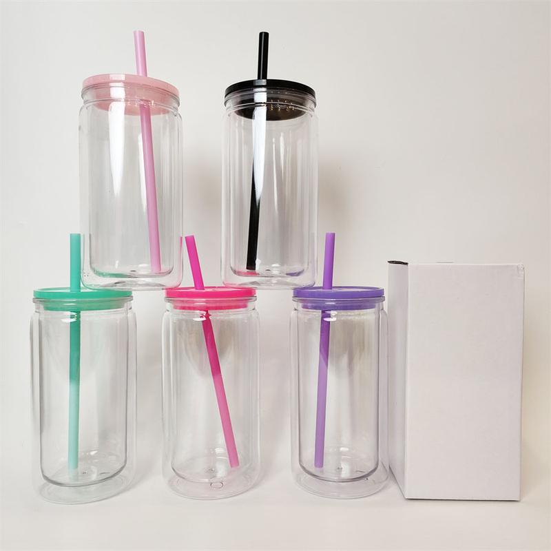 25/50PCS 16 oz Double Wall Plastic Snow Globe Tumbler with Lid & Straw for Cold Drinks and Snow Globe Glitter DIY Gift Waterbottletumbler Drinkware snow globe glitter diy