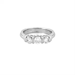 14K Gold Thick Prong Three Stone Diamond Ring