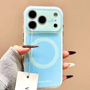 Chic Solid Color Magnetic Case for iPhone 17 Pro Max 16 15 Pro Premium Minimalist Protective Cover Large Window Full-Camera Protection Phone Case
