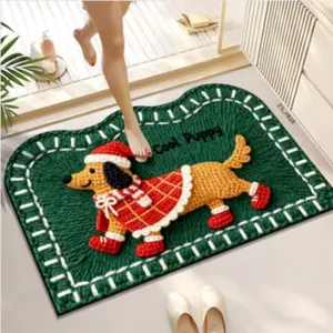 Woof Harbors mat - Cartoon Faux Knit Diatomaceous Earth Bath Mat - Super Absorbent Non-Slip Bathroom Rug, Quick Dry Toilet Floor Mat, Washable Shower Rug, Pet Friendly Indoor Door Mat