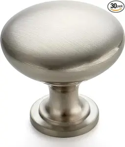 30 Pack Brushed Nickel Round Zinc Cabinet Knobs for Kitchen Bathroom Closet Dresser Cabinets