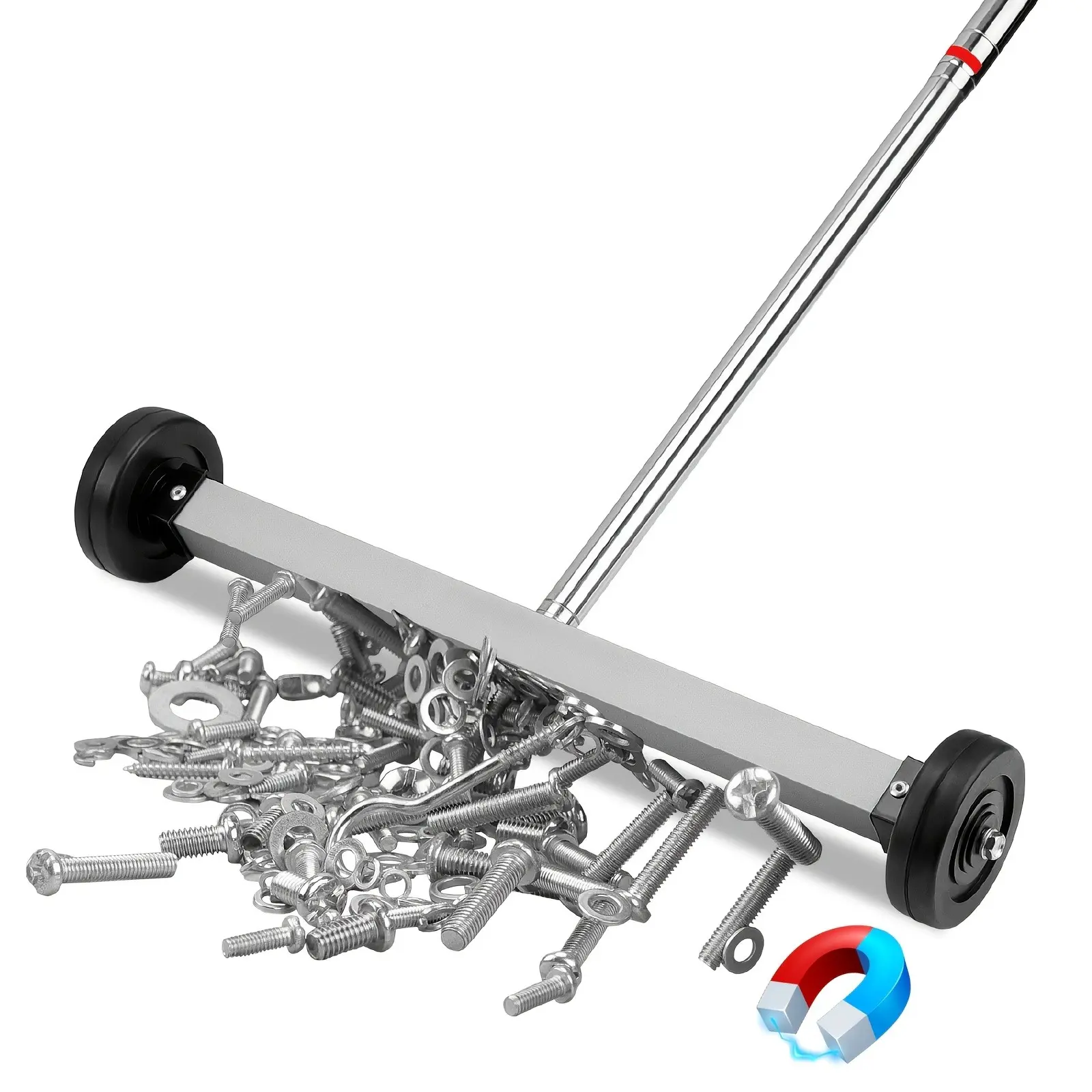 Wheel-based magnetic pickup tool that can attract nails, screws, nuts, and clips; suitable for cleaning clutter in garages and workshops. A perfect Father’s Day gift for father, husband, and friends.