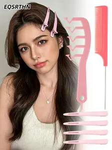 6Pcs Hair Styling Tool Set - Root Volume Comb, Pin Tail Comb & Duckbill Clips for Women, DIY Hair Sectioning, Fluffy Bangs & Parting Tools