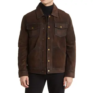 Mens Chocolate Brown Suede Leather Jacket