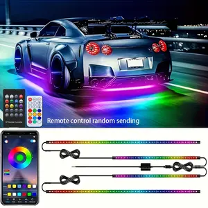 4 Pieces RGB Neon Car Underglow Lights Kit - 16 Million Color Options, Dynamic Chase, Wireless Remote Control, Simple Installation - Universal Fit for All Vehicles, LED Bottom Lighting