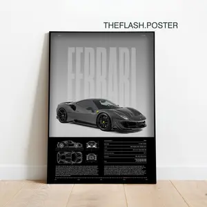 Ferrari 488 Pista Print | Ferrari Poster | Car Print |  Product without frame