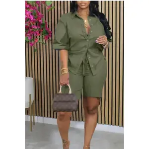 2026 Women's Solid Color Casual Loose Shorts Set Elegant Summer Two-Piece Full Set Women's Clothing Womenswear Suits rave outfits