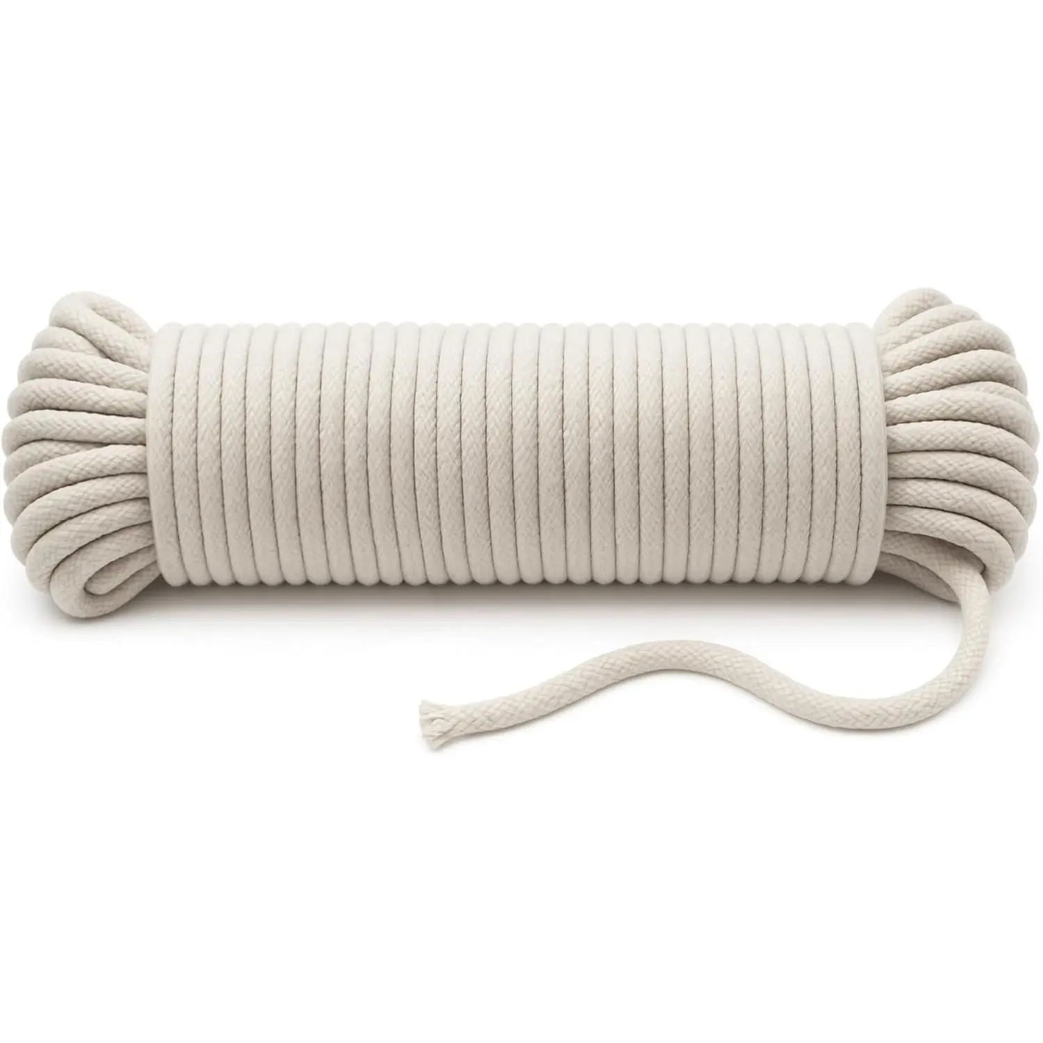 100 ft Braided Cotton Rope Clothesline 4 mm | Heavy Duty, High Strength, Shock Absorbing Cord for Tie-Down, Swinging, Camping & DIY Projects