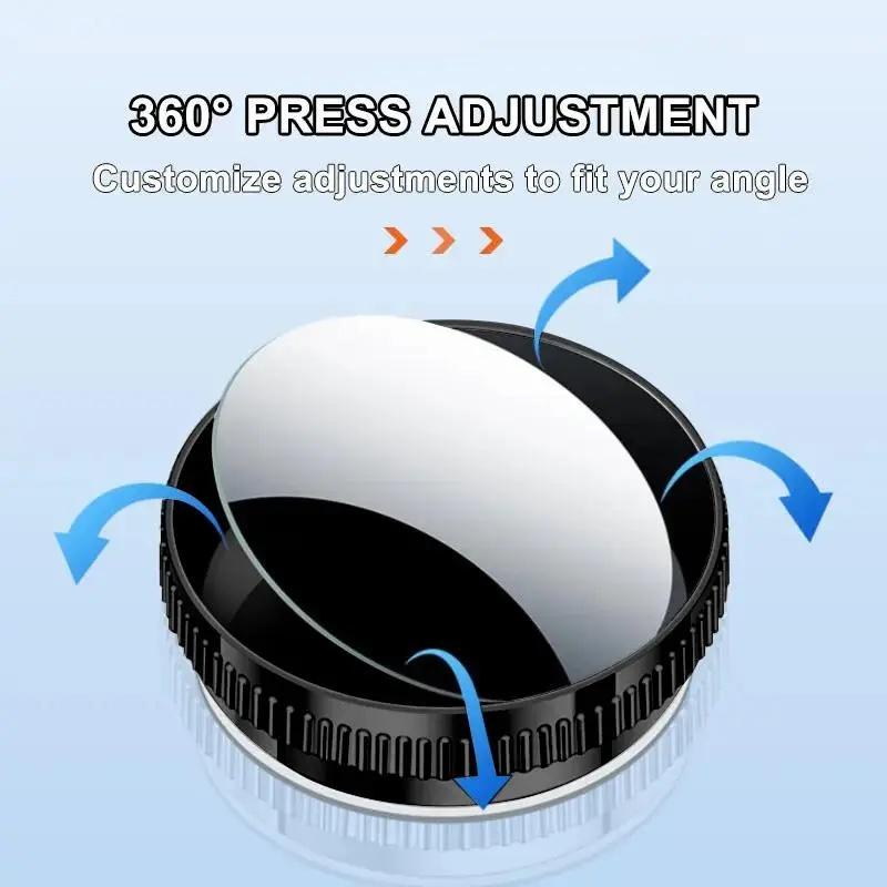 Joytutus 2-Piece Car Blind Spot Mirrors — 2-Inch Round HD Convex Rearview Mirrors, 360° Wide-Angle Suction-Mount Design with Rain Visors, Universal Fit for SUVs & Trucks (Black)