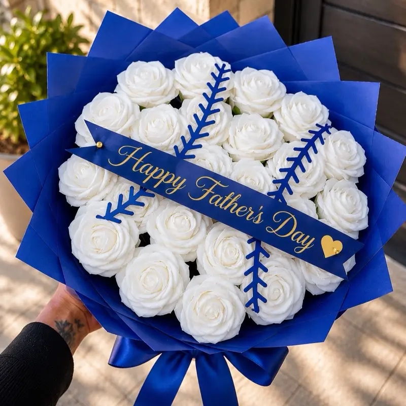 Father’s Day Foam Rose Bouquet for Dad – Baseball Theme Gift