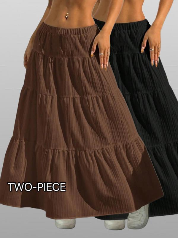 Women'S Casual White Pleated Maxi Skirt with Tie Waist - Loose, Flowy Design for Spring and Summer, Spring Casual Wear | Pleated Skirt | Wide Leg Skirt
