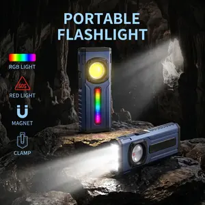 2000 Lumens EDC Flashlight Rechargeable, Pocket-Sized LED Tactical Flashlight with Magnetic Base & Clip, Stepless Dimming, RGB/Red Light for Everyday Carry